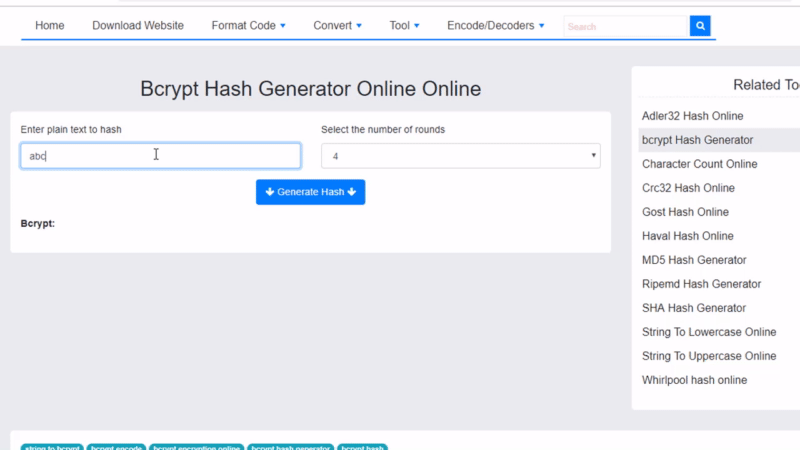 Bcrypt Hash Generator Online