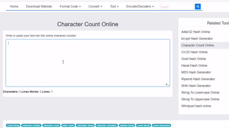 Character Count Online - bfotool