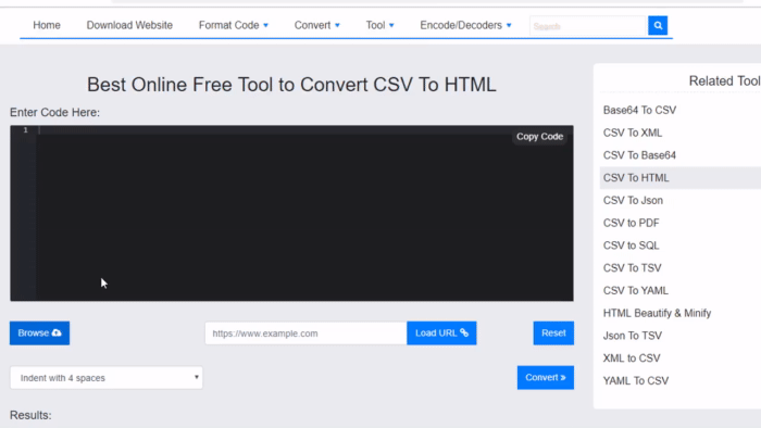 무료 온라인 CSV-HTML 변환기