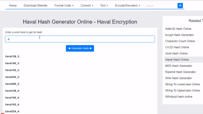 Haval Hash Online - Fast and Secure Hashing Tool