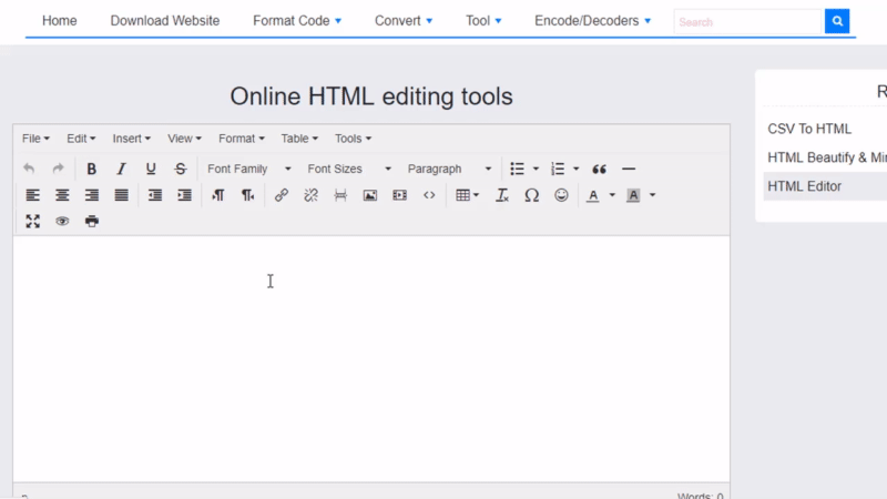 Online HTML editing tools