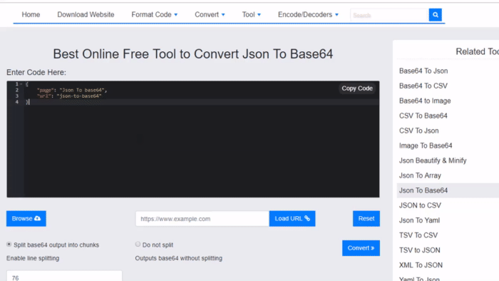Besplatni online pretvarač JSON u Base64
