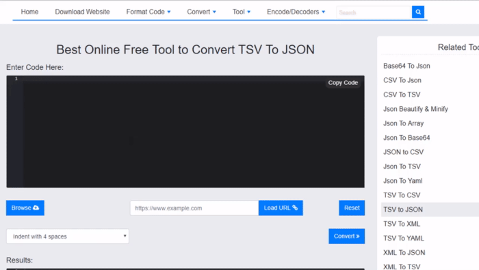 Penukar TSV ke JSON Dalam Talian Percuma