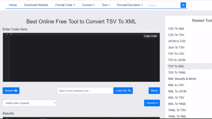Chuyển đổi TSV sang XML trực tuyến miễn phí