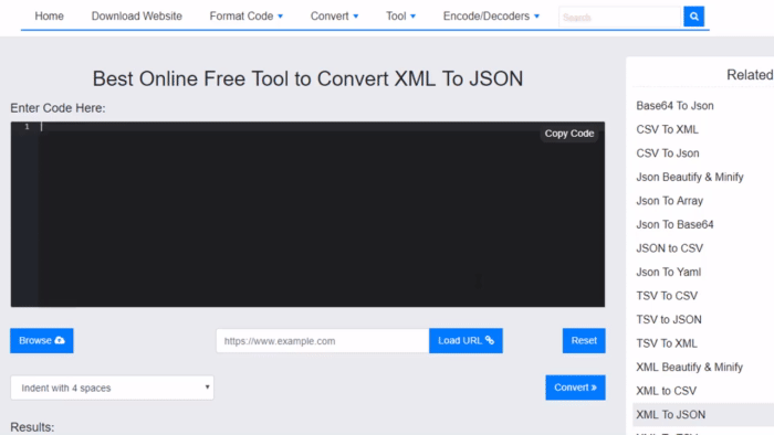 ఉచిత ఆన్లైన్ XML నుండి JSON కన్వర్టర్