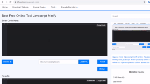 JavaScript Uirlis Minify- Minifier agus Comhbhrúiteoir JS Ar Líne Saor in Aisce