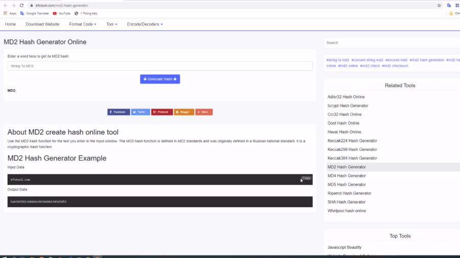 MD2 hash generator online