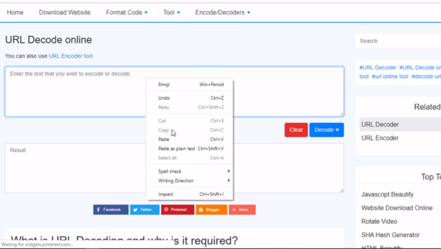 Dekode URL online