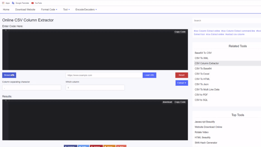 Ekstraktor Kolom CSV Online