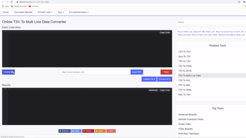 TSV عبر الإنترنت إلى محول بيانات متعدد الخطوط