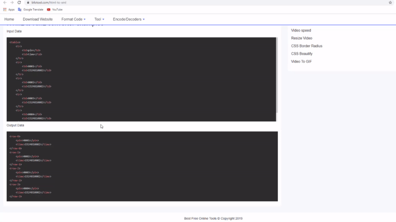 अनलाइन HTML देखि XML कनवर्टर
