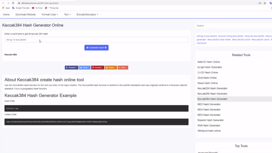 Keccak384 Hash Generator Online