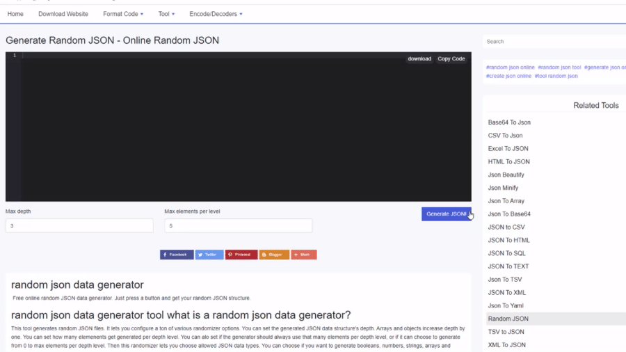 Generate Random JSON - Online Random JSON