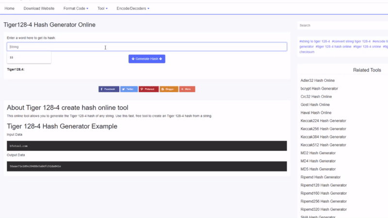 ટાઇગર128-4 હેશ જનરેટર