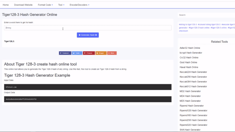 Tiger128-3 Hash Generator Online