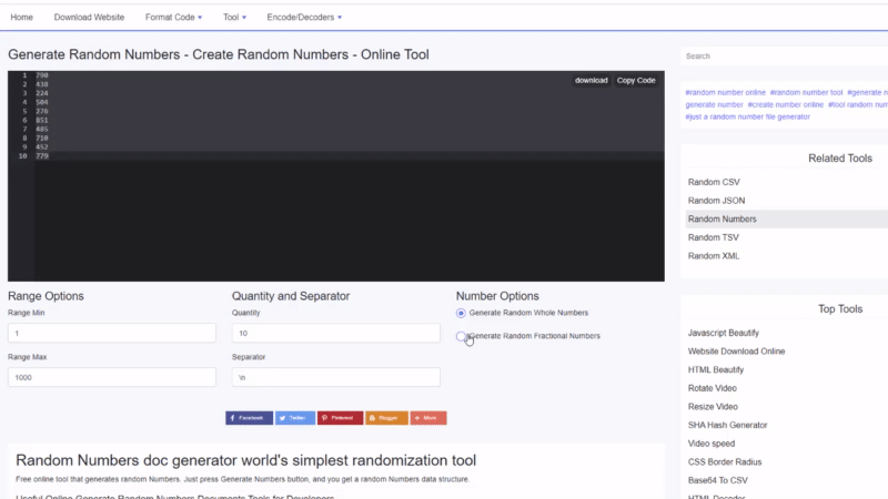 Generate Random Numbers - Create Random Numbers - Online Tool - bfotool