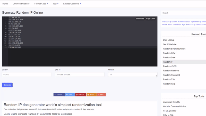 Generate Random IP Online - bfotool