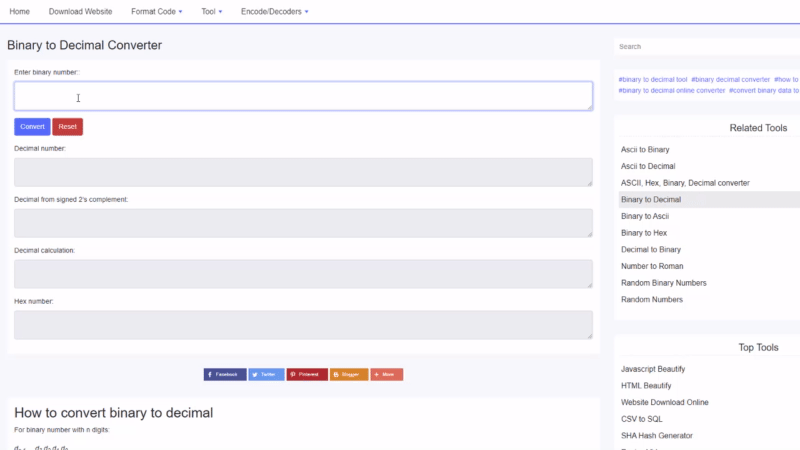 Binary  to Decimal Converter