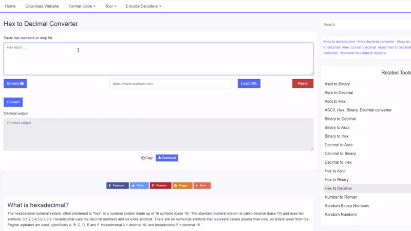 Conversor Hex para Decimal
