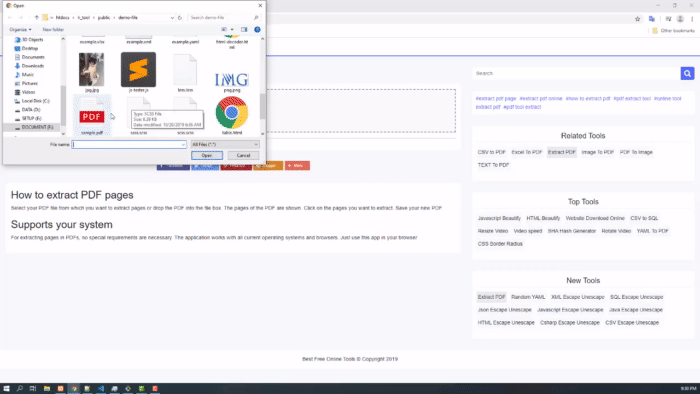 Extract pages from PDF online