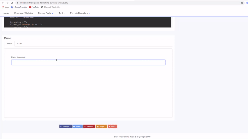 Auto Formatting Currency With Jquery
