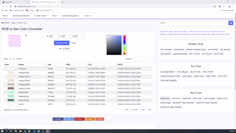 Konverter Warna RGB ke Hex