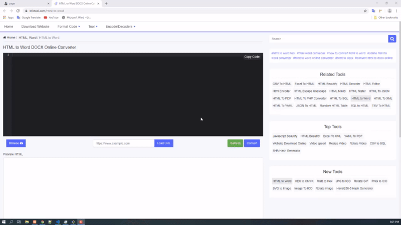 Konwerter HTML na Word DOCX Online