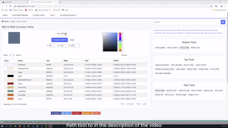 Online převodník HEX na RGB
