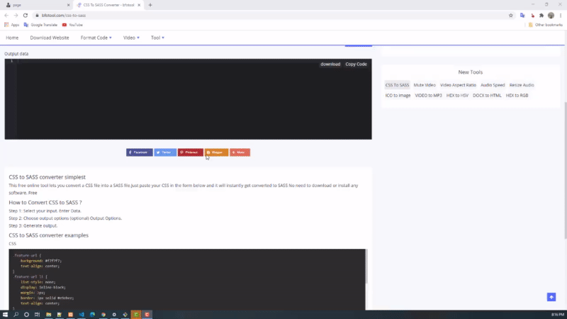 CSS لتحويل SASS