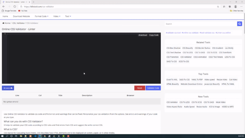 Validator CSS Online - Linter