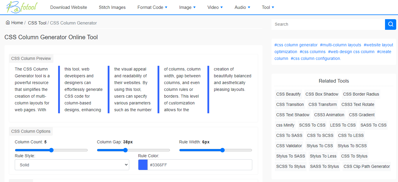 CSS Column Generator Online Tool Bfotool CSS Column Generator Online Tool Bfotool