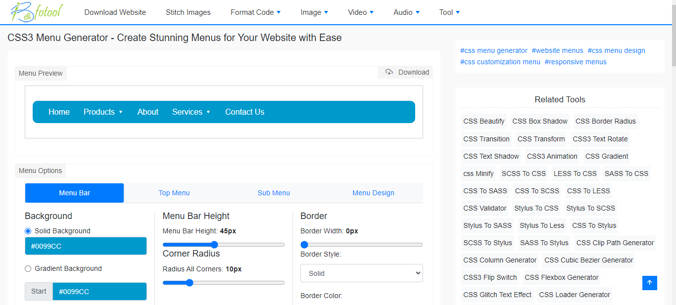 CSS3 Menu Generator - Create Stunning Menus for Your Website with Ease ...