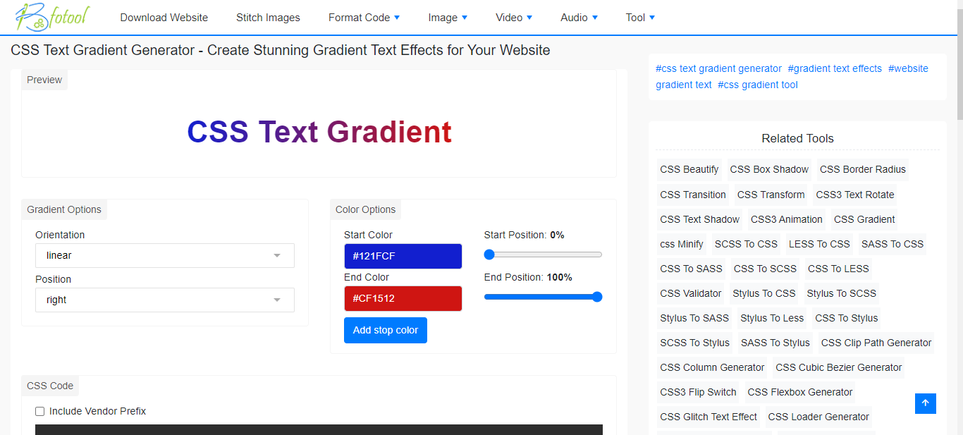 css text gradient generator